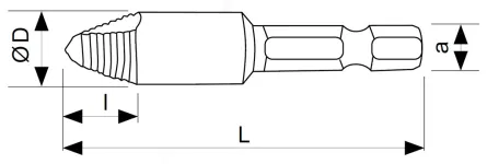 Vyťahovač poškodených skrutiek s vrtákom č.2 (D=10 L=54 l=12 a=6,35)