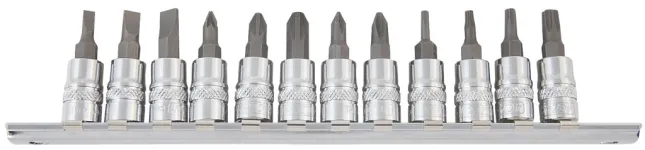 1/4" Sada hlavíc zástrčných na lište  SL 4-5,5-7 PH 1-2 PZ 1-2-3 TRX 10-15-20-30
